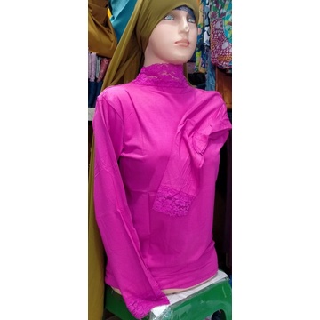 Manset Baju Daleman Wanita Bahan Kaos Kombinasi Renda Brokat Kwalitas