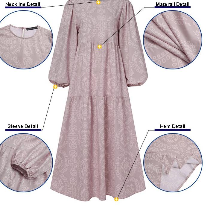 Quality Control✅ZANZEA Women Printed Patchwork Puff Sleeve Muslim Long Dress|RA4