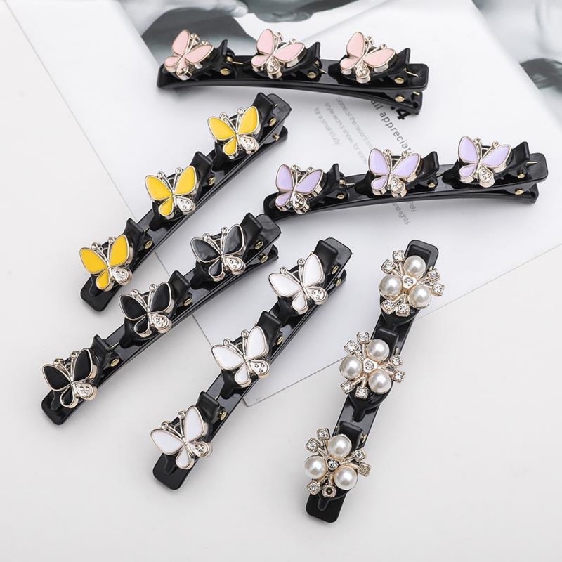 Wanita Korea Fashion Bunga Kupu-Kupu Poni Samping Klip Rambut Gadis Vintage Elegan Duckbill Jepit Rambut Wanita Manis Sederhana Braided Hair Pin Aksesoris Rambut