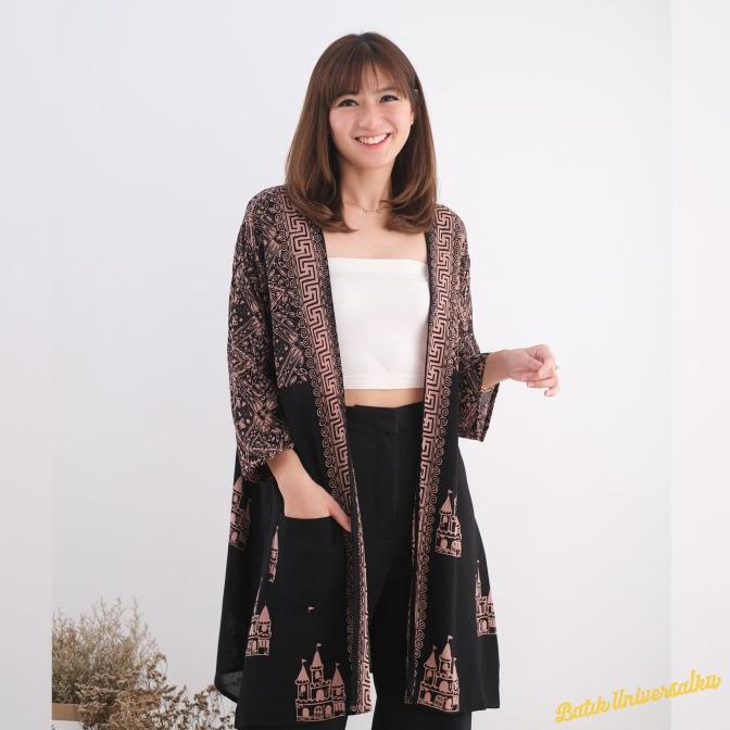 Long outer kimono batik tunik cardigan - Castle sogan