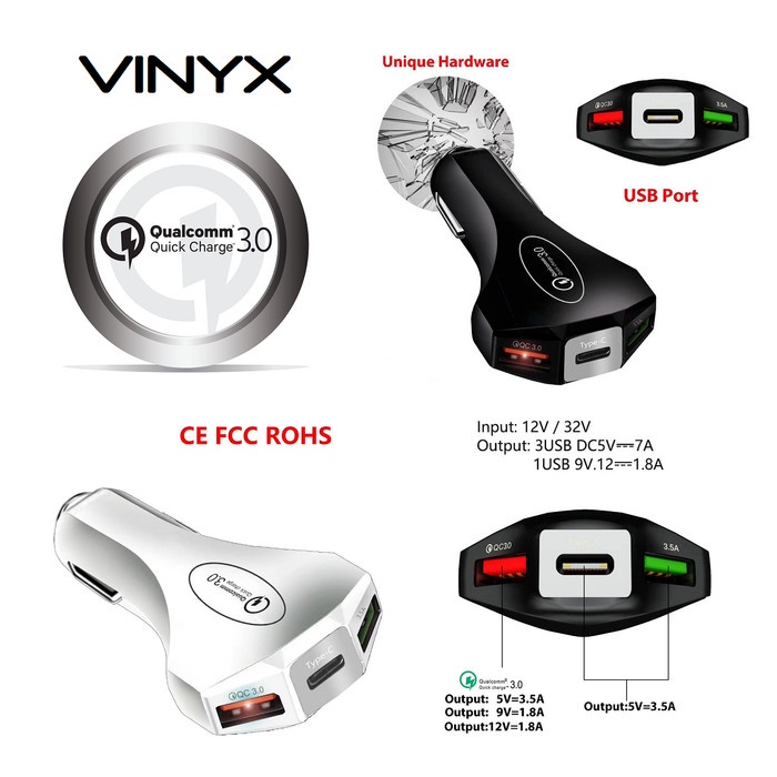 Charger Mobil Fast Charging Charger HP Mobil Casan Car Lighter USB Type C PD Quick Charge QC 3 0 BK 