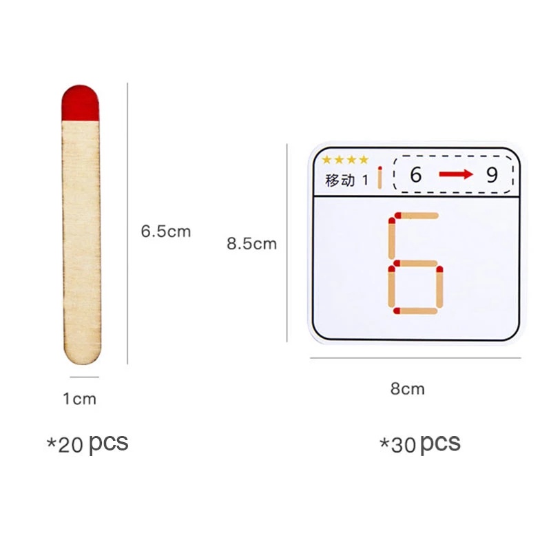 Montessori Matchstick Puzzle Mainan Kayu Mainan Anak DIY Matematika Geometri Permainan Logika Berpikir Latihan Mainan Edukasi Dini