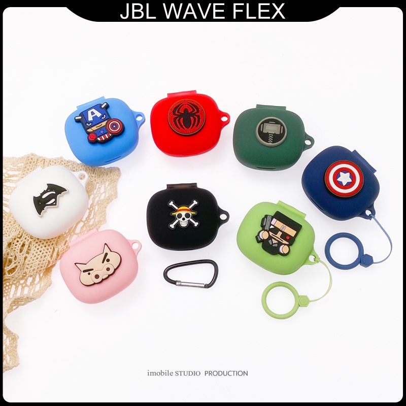 Kartun Headphone Case Untuk JBL Gelombang FLEX TWS Nirkabel Bluetooth Earphone Silikon Penuh Pelindung Cover Case