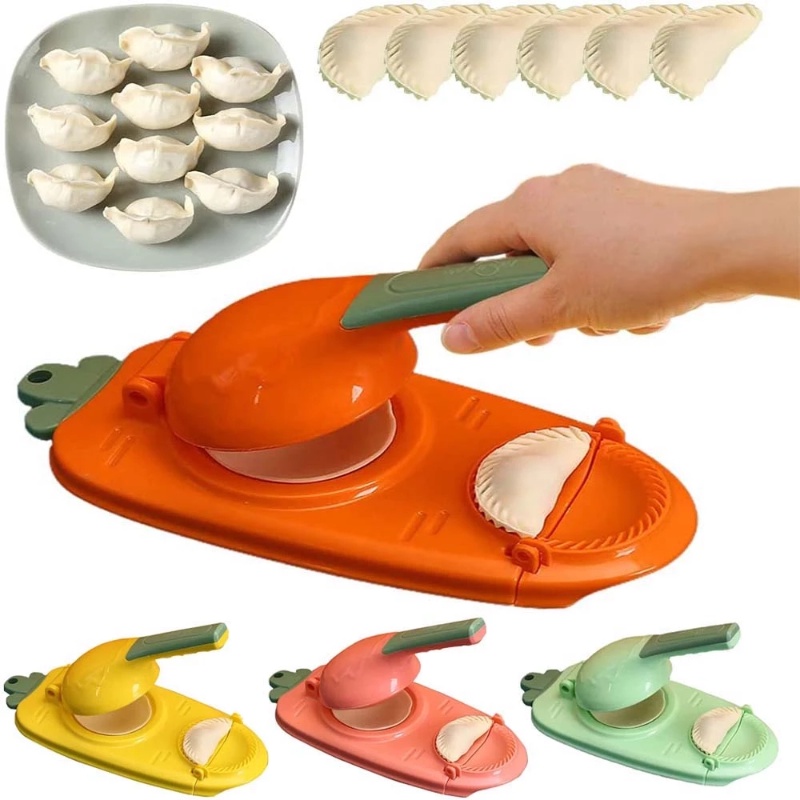 2in1 Peningkatan Praktis Dumpling Press Cetakan Pembungkus Kulit Pangsit Manual DIY Alat Penekan Adonan Dumplings Maker Portable Perlengkapan Dapur Rumah Tangga