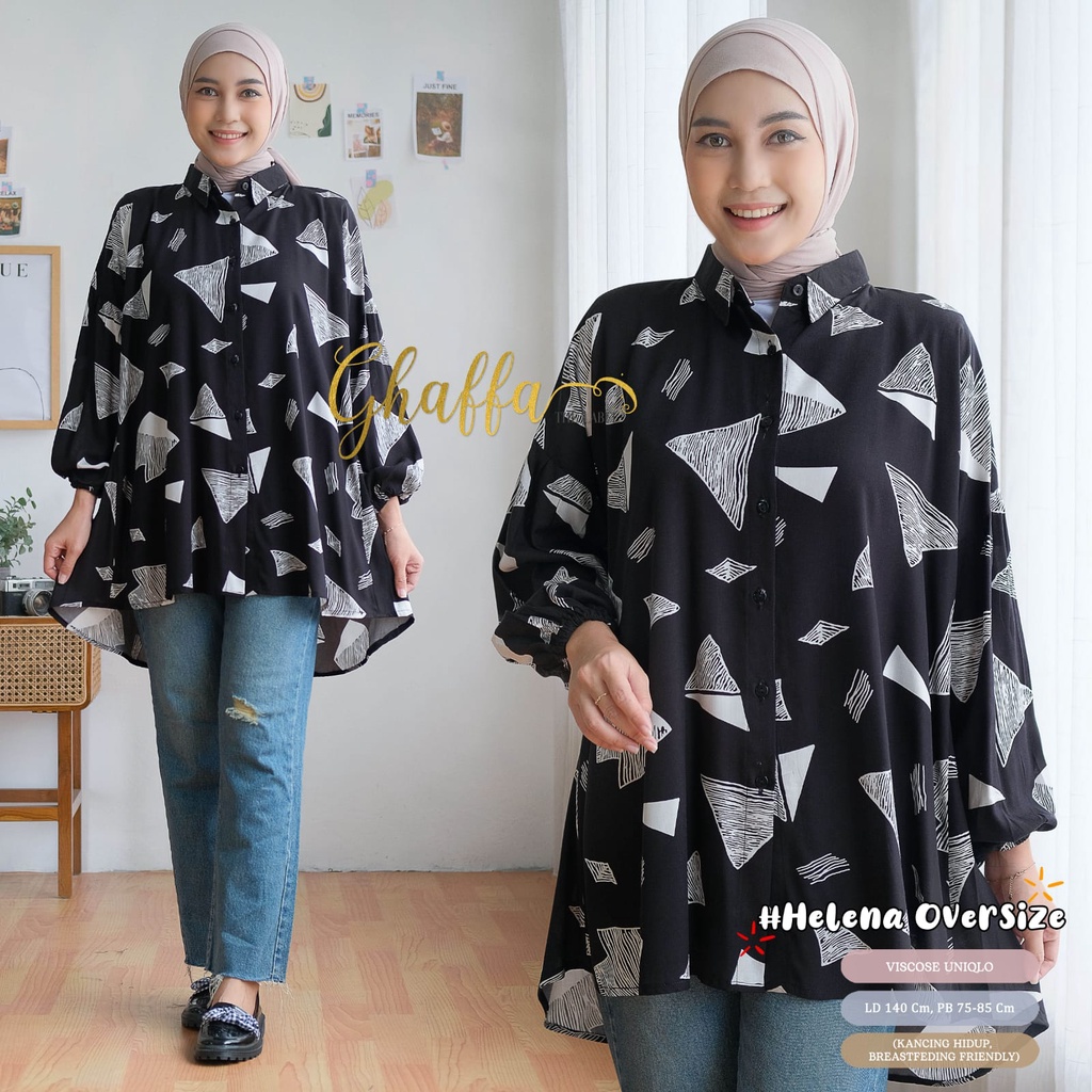 BLOUSE WANITA KEKINIAN JUMBO LENGAN PANJANG / BLOUSE VISCOSE UNIQLO JUMBO LENGAN PANJANG / BAJU ATAS