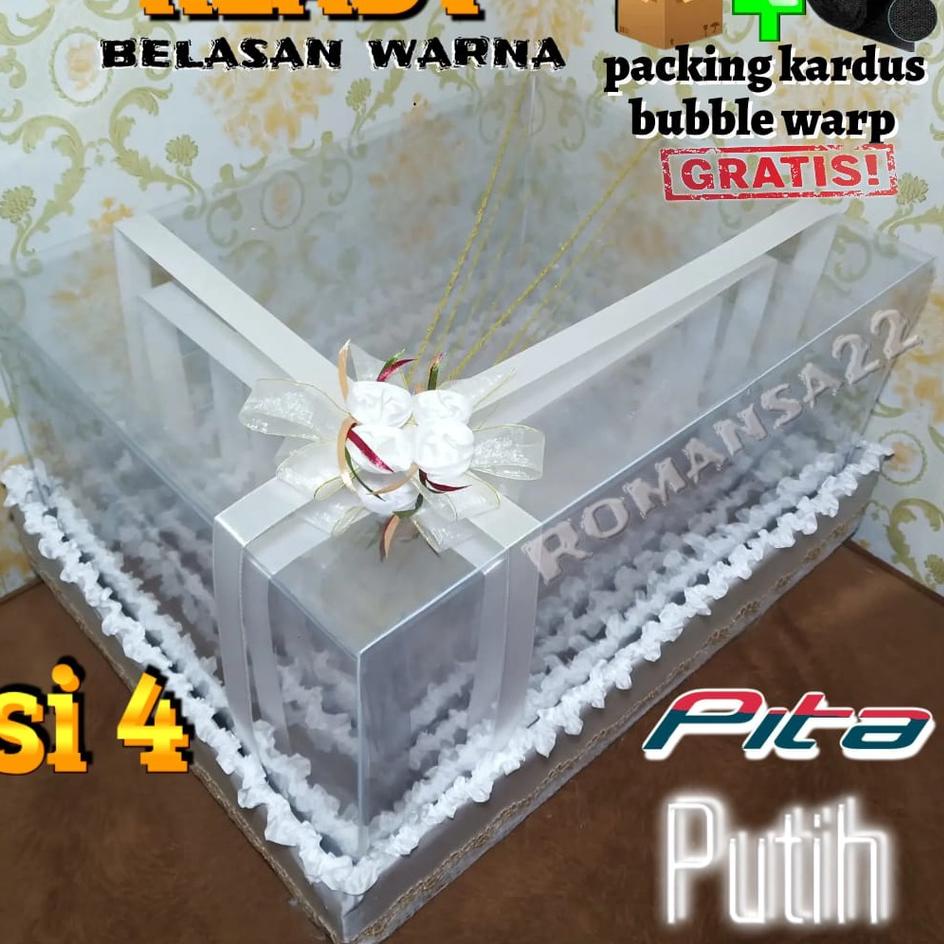 Sale Terbatas Box Kotak Hantaran Seserahan Parsel Pernikahan 1 Set Isi 4 Tutup Mika Transparan Tempa