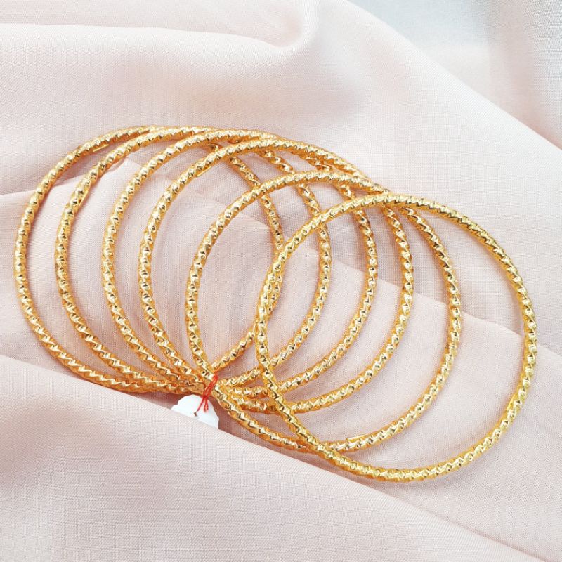 Gelang keroncong 1 set isi 3 pcs emas asli kadar 375