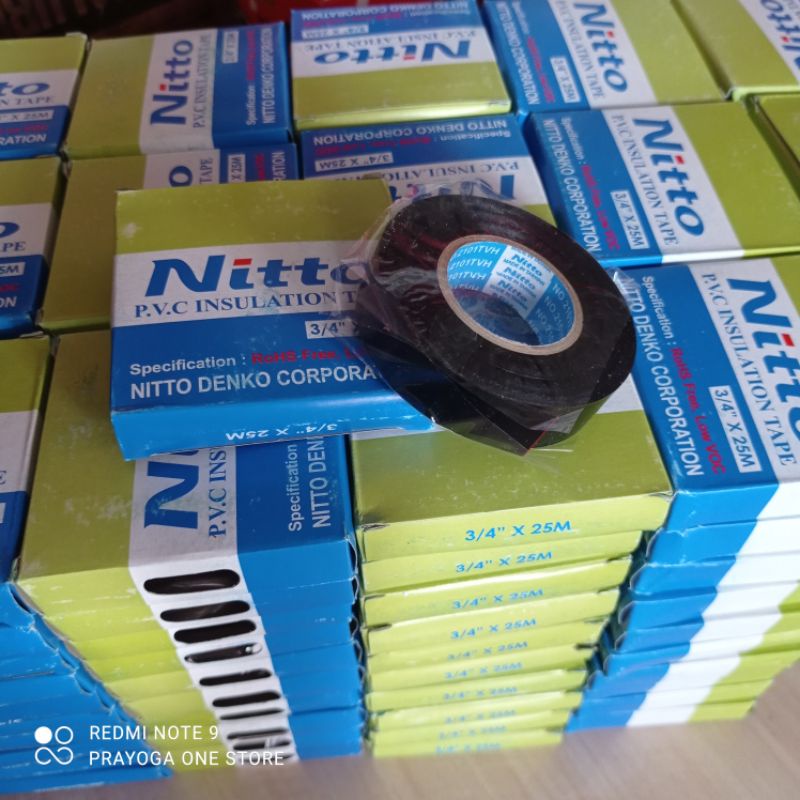 

ISOLASI LISTRIK NITTO LAKBAN PVC TAPE HITAM 3/4"×25M (30=@8rb)