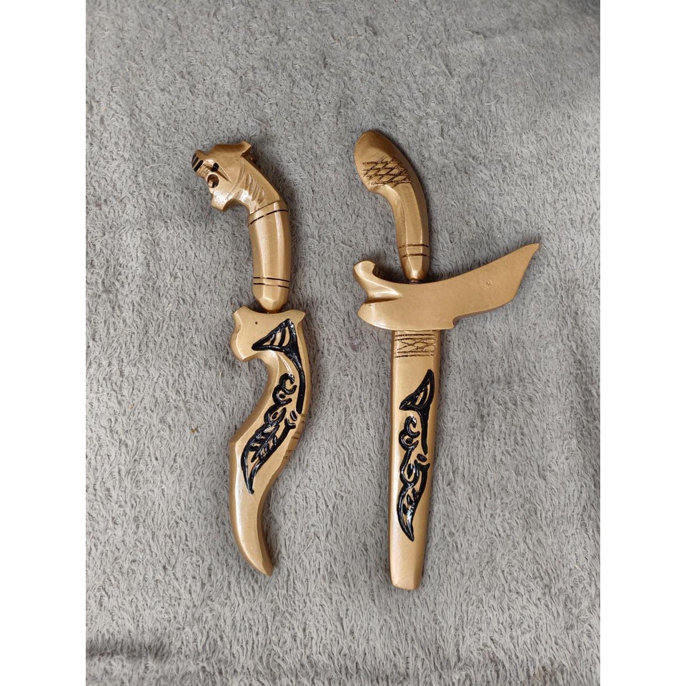 Keris Dan Kujang Mini Mas Bilah Kuningan Lafazd
