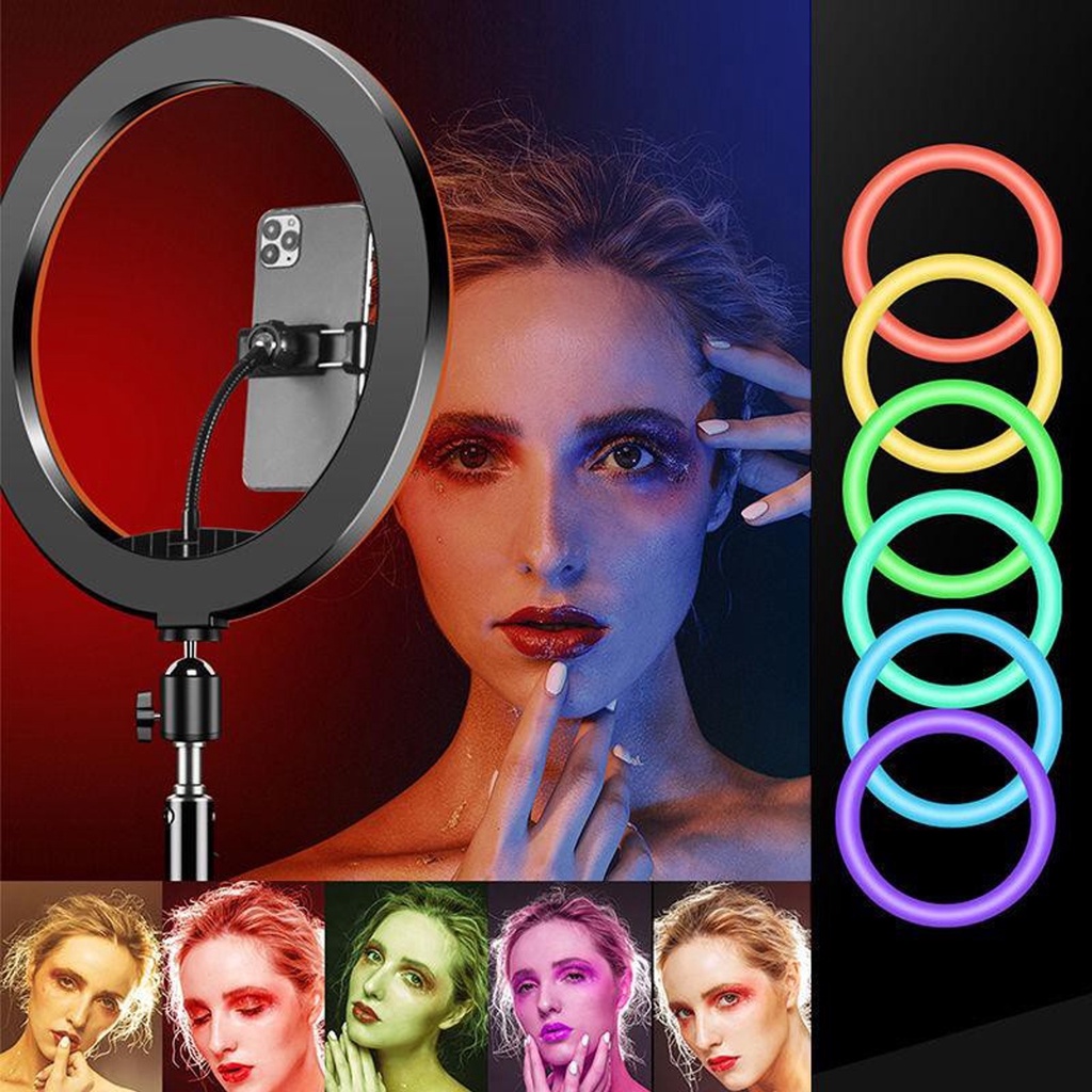 Ringlight Selfie Vlog LED Rgb 26CM 33CM  Lampu Selfie Tiktok Vlogger LED Rainbow