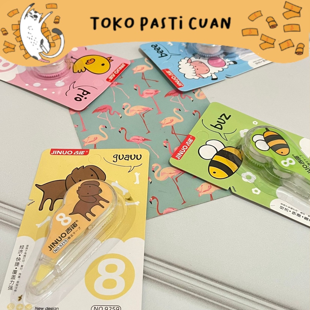 

tipex roll tip x karakter zoo dengan penghapus di tutup menutup kesalahan pada pen keperluan sekolah anak bisa COD termurah bisa COD import