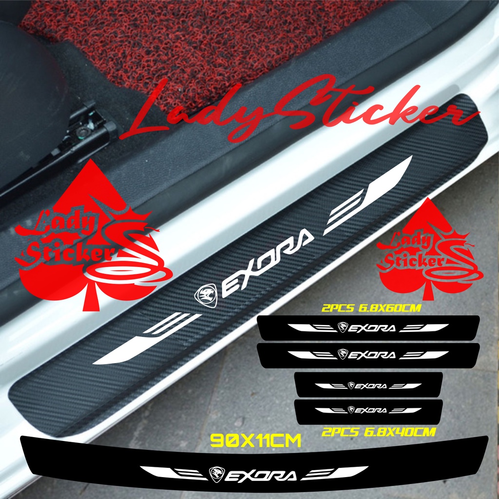 5pcs sticker sill plate carbon 3d mobil exora sticker karbon 3d pelindung pijakan bumper bagasi prot