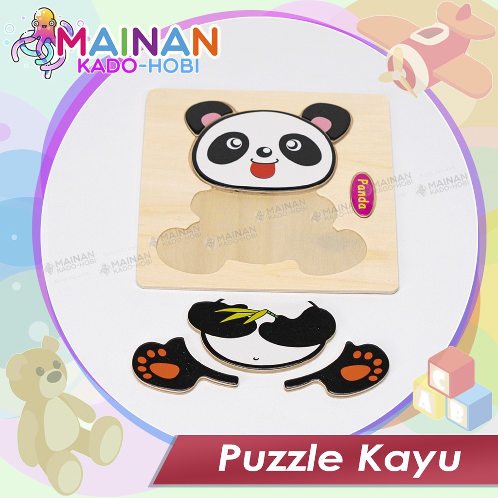 MAINAN KADO PUZZLE KAYU PREMIUM EDUKASI ANAK KARAKTER HEWAN PANDA