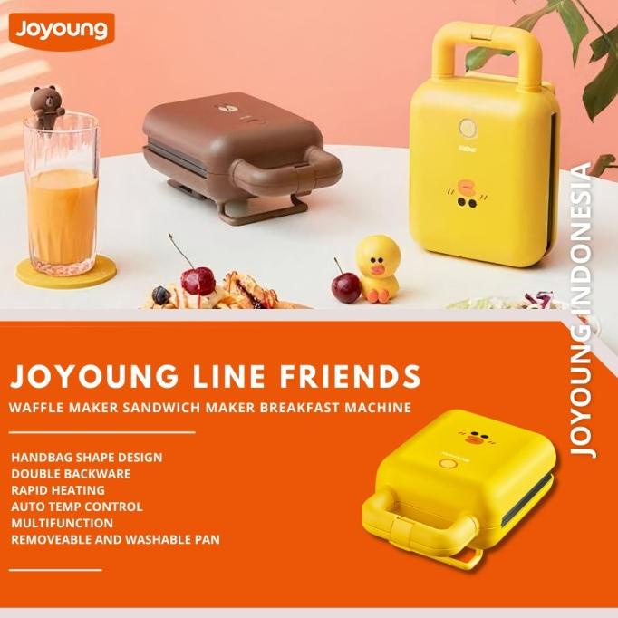 JOYOUNG Line Friends Waffle Maker Sandwich Maker Brown and Sally