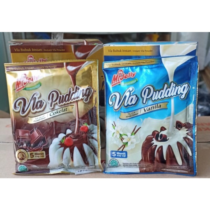 Mr Jelly Vla Pudding 63gr Puding Cokelat Vanila Mrjelly