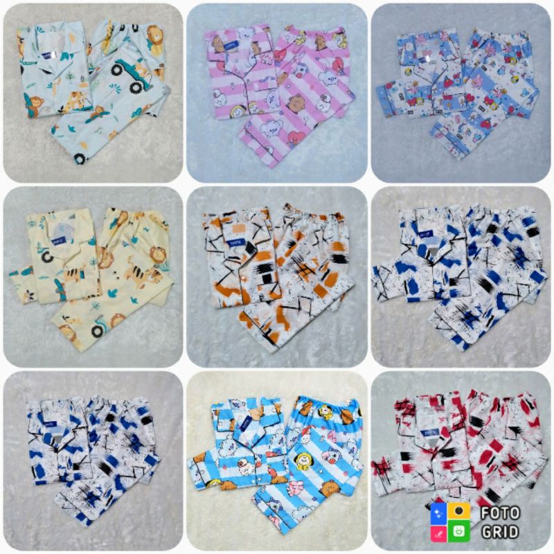 VeriFel Piyama Print Baju Tidur Cowok/Cewek Remaja/Dewasa/Jumbo Motif Abstrak/BT21  Katun Lembut Pro