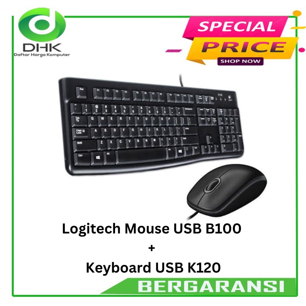 Logitech Mouse USB B100 + Keyboard USB K120