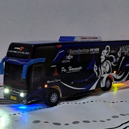miniatur bus haryanto BIMA BIRU PLUS LAMPU