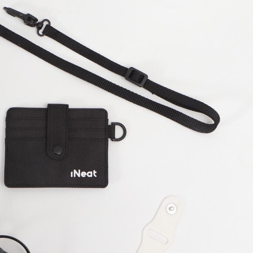 

TOP PRODUK iNeat Card Holder Lanyard Hanging Wallet Black | Dompet Kartu Polos Hitam JY7**