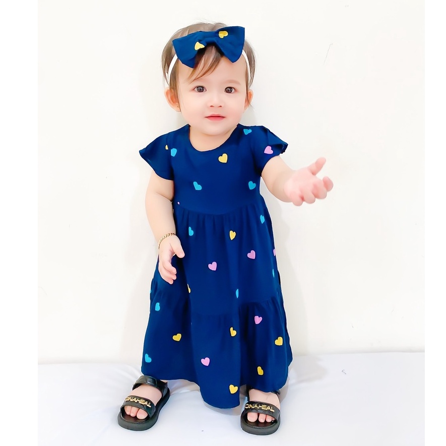 Plazababyku BBB DRESS LEONA dress anak perempuan bayi motif bunga lucu free headband