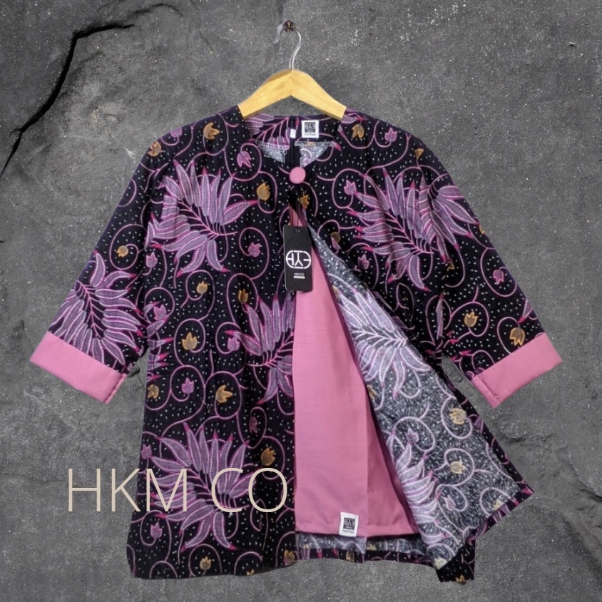 Blouse Batik Atasan Kantoran Seragaman Lengan 3/4 Vintage Korean Katun Halus HKMCO