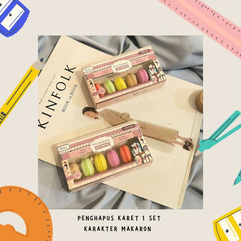 PENGHAPUS KARET HAPUSAN PENSIL 1 SET MODEL MAKARON KEPERLUAN SEKOLAH ALAT TULIS ATK IMPORT