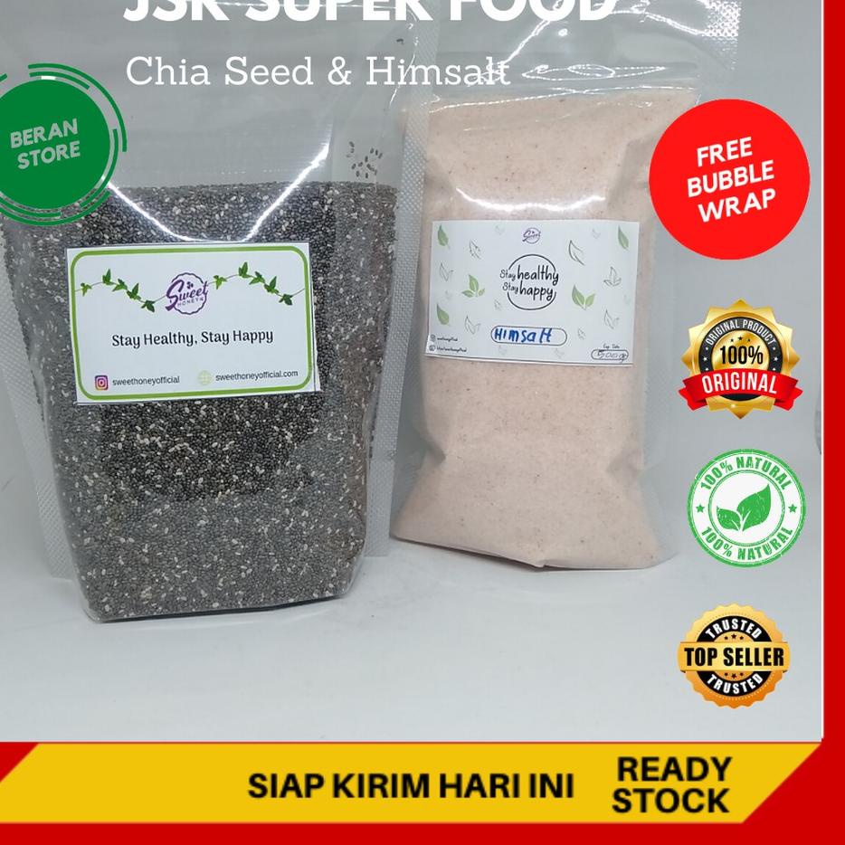 

⇾ JSR STORE PAKET SUPER FOOD Garam Himalaya Himsalt Pink Himalayan Dan Chia Seeds Hitam Organik Diet ㅅ