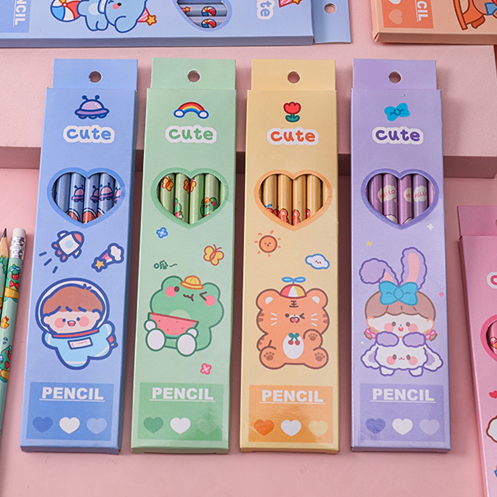 Halo Baby 6Pcs Pensil Set Tulis Motif lucu+ PENGHAPUS/Set Pensil Hb/ALAT TULIS PENSIL