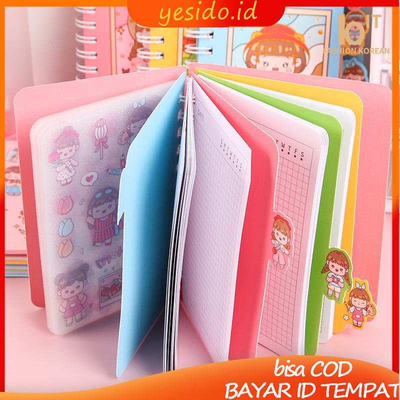 

[COD✨Ready stock]Buku Catatan Lucu Siswa Scrapbook Coil Buku Portabel Dengan Stiker Di Dalamnya-YES