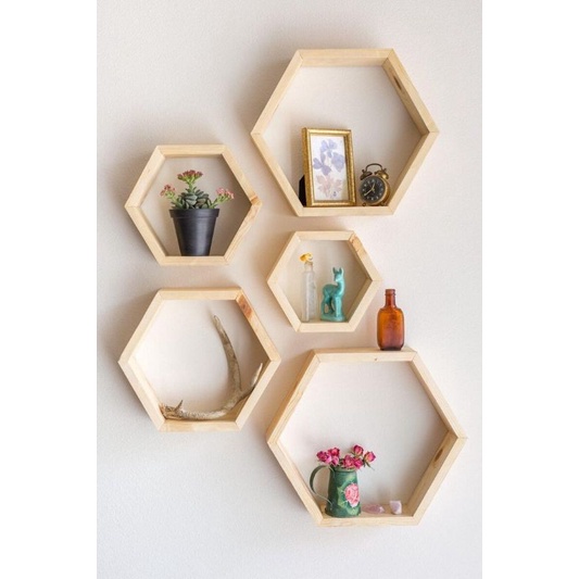 Hiasan Dinding Hexagonal/ Hiasan dinding kayu jati belanda/ Kayu jati belanda/ hexagonal/ heksagonal