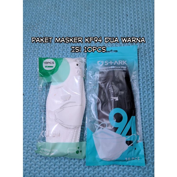 Masker KF94 hitam putih isi 10pcs masker pabrik masker dewasa