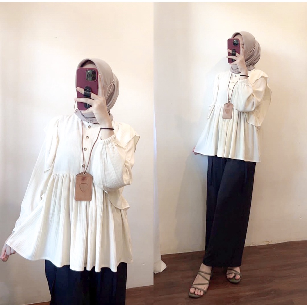 TIFANY BLOUSE KEMEJA WANITA MUSLIMAH PREMIUM AIRFLOW CRINCKLE DEODORA RAYON