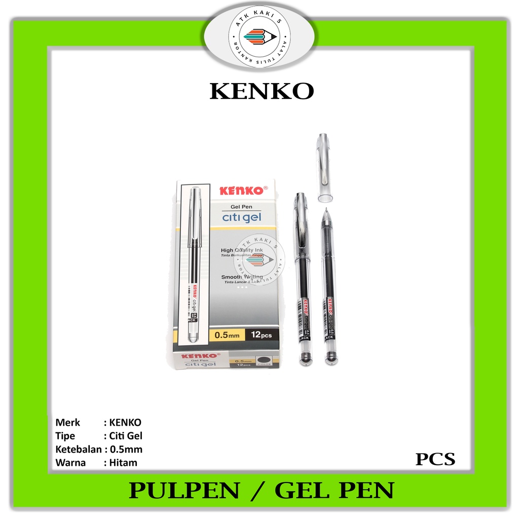 

KENKO - Pulpen Citi Gel - Gel Pen 0.5mm HItam - Pcs