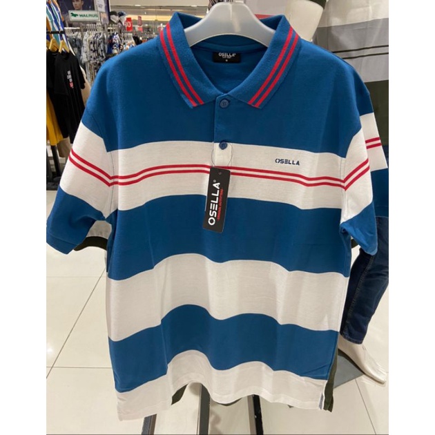 Osella Baju Pria Polo Shirt Lengan Pendek Stripe Blue Original
