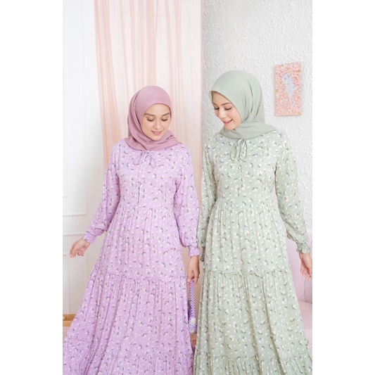 Ounadoutfit Karin dress wanita premium | dress muslimah motif bunga | dress rayon busui | homedress | baju wanita muslimah