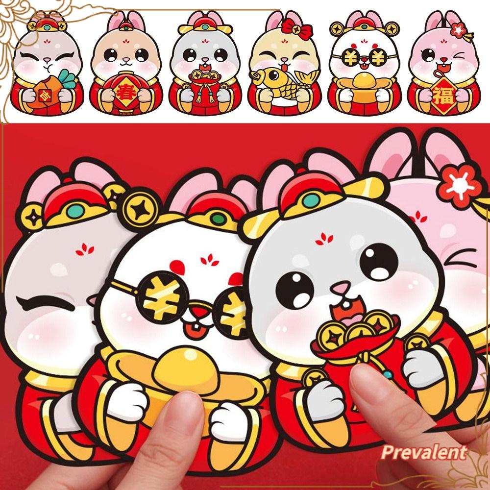 Preva 18pcs Amplop Merah Perlengkapan Pesta Kartun Tahun Kelinci Hongbao