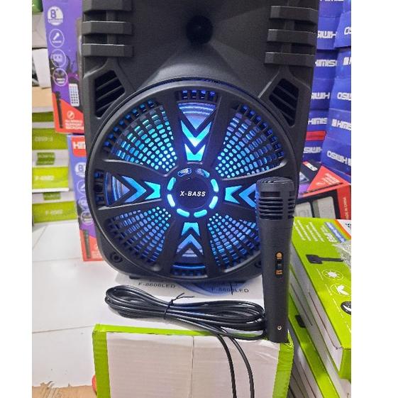 Recomended Speaker Bluetooth karaoke Fleco F-8608 Bonus mic X -BASS 8,5 INCH
