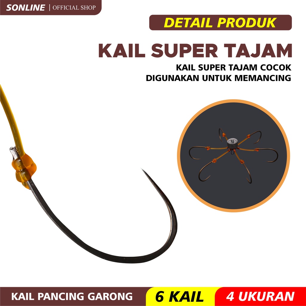 SONLINE  Pancing / Mata Kail / Kail Garong Kembang 6 mata kail