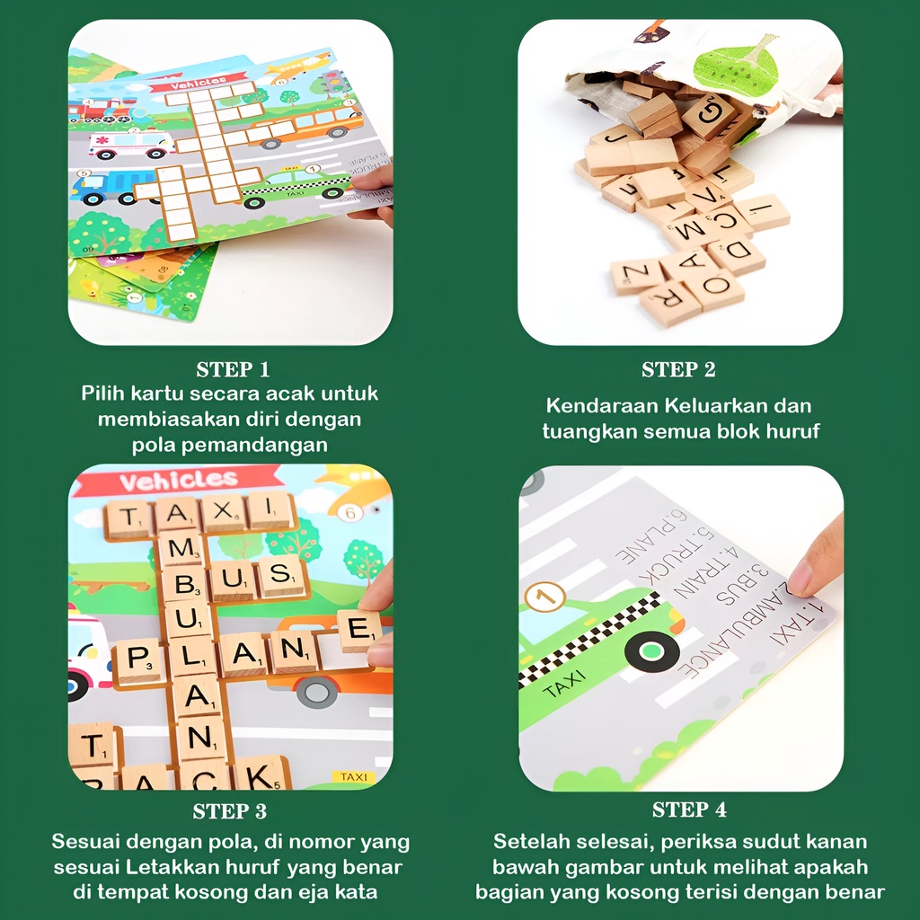 6pcs Puzzle Kayu Mainan Edukasi Anak Laki Laki Perempuan | Crossword Game | Kado Ulang Tahun Anak Cowok Cewek Terbaru 2023