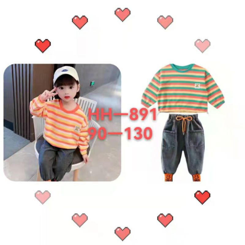 set jeans anak perempuan 3-5 tahun / setelan jeans anak / baju anak import