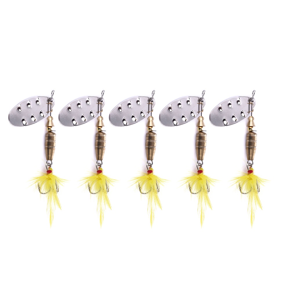 Hengjia 100pcs 6.8cm 7.5g Sendok Berpayet Berputar Lures6# Treble Hook Mancing Spinnerbait Tackle Dengan Ekor Bulu