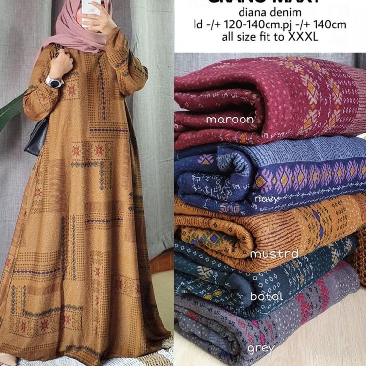 GTO.21De22a– Baju Gamis Jumbo Kaos Denim Big Size Jumbo Motif Ld 120 130 140 XXXL Grano  Tebal Adem 