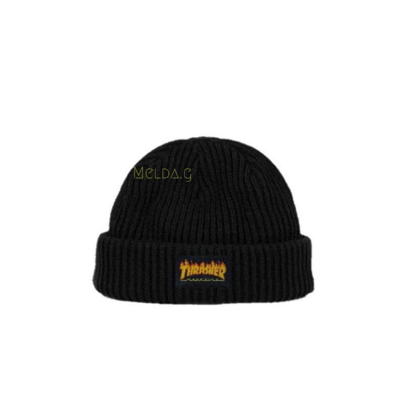 KUPLUK BEANIE TRASHER RAJUT BLACK TRASHER BEANIE