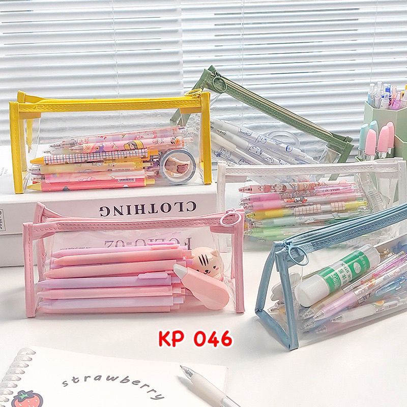 

TRANSPARENT PLASTIC PENSIL POUCH DOMPET KOTAK TEMPAT PENSIL PLASTIK TRANSPARAN