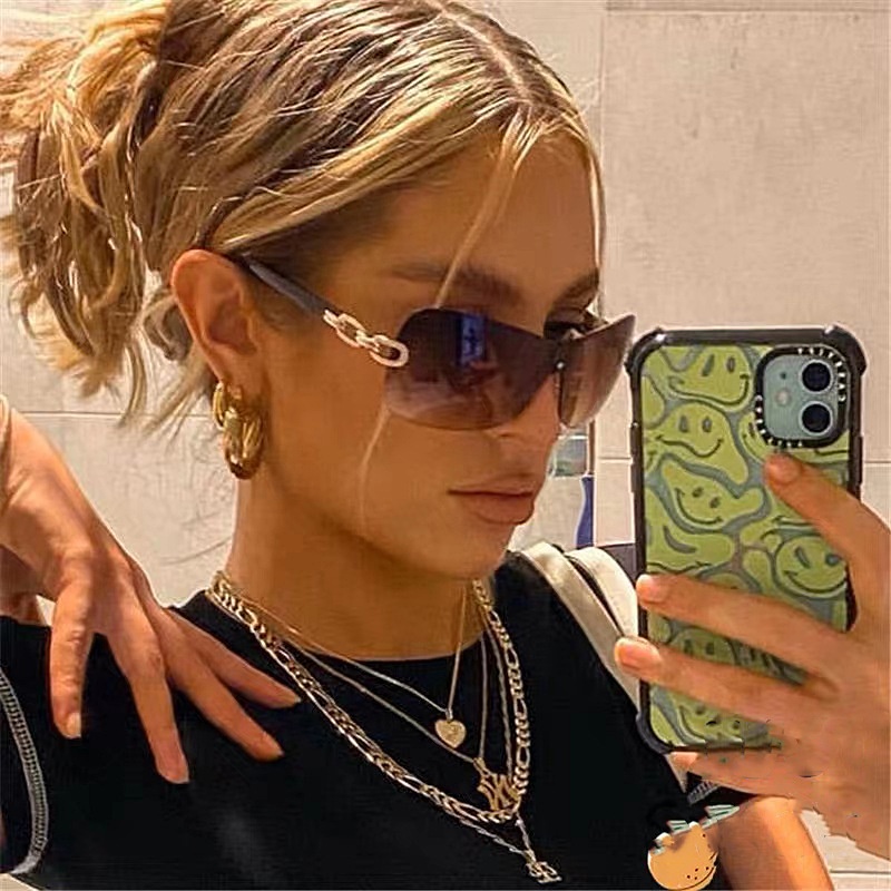 2023fashion Aesthetic Shades Sunglasses Untuk Wanita/Pria Kacamata Tanpa Bingkai Eyeglasses Colour