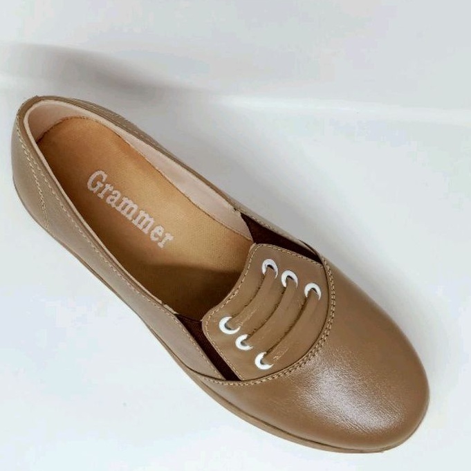 Sepatu Casual Wanita SlipOn Flat Shoes Kulit Asli Grammer