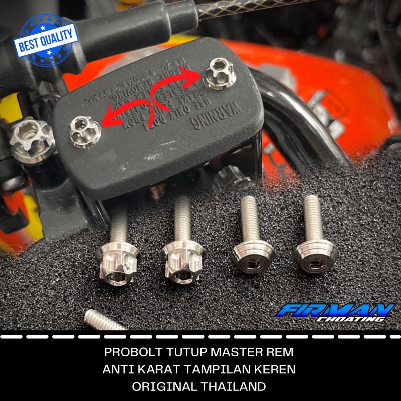 Probolt tutup master rem M4x15 Drat 6 panjang 1,5cm (1set / 2biji)