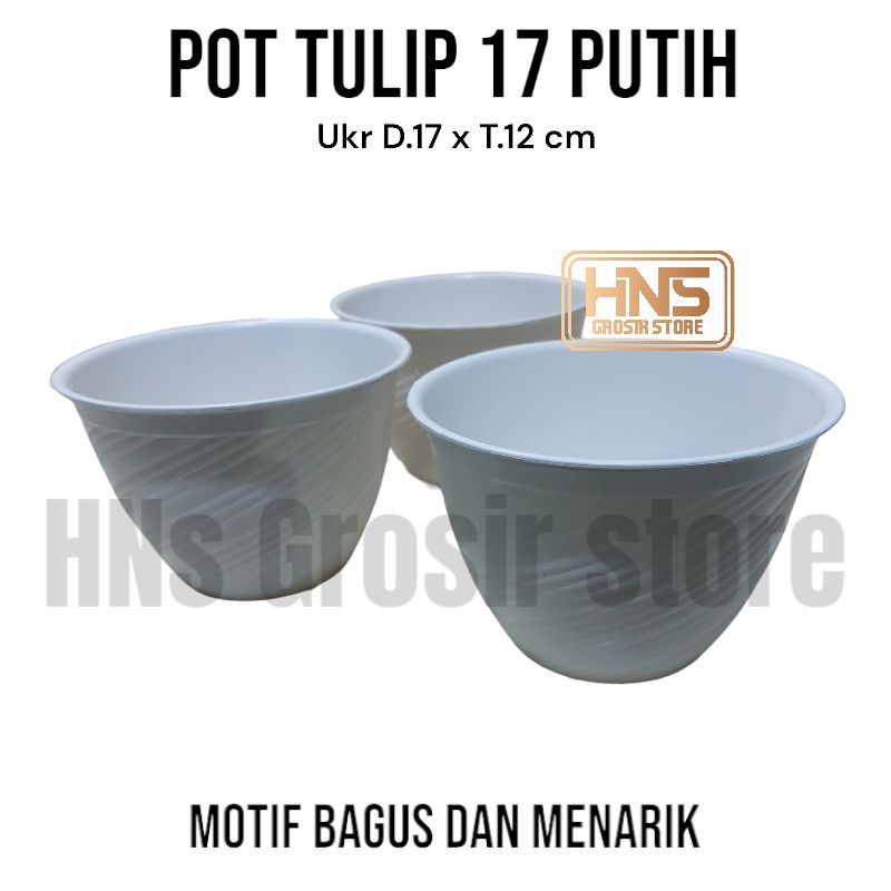 Pot bunga tulip 17 putih plastik tebal grosir