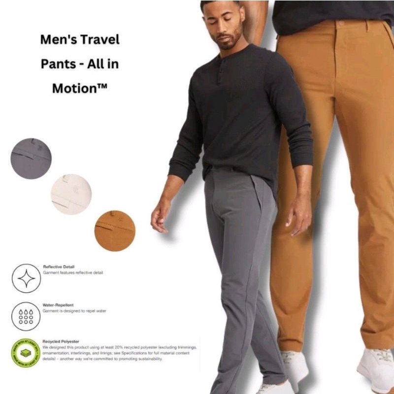 Celana Pria All in Motion Travel Pants Chinos Slim Strech Original