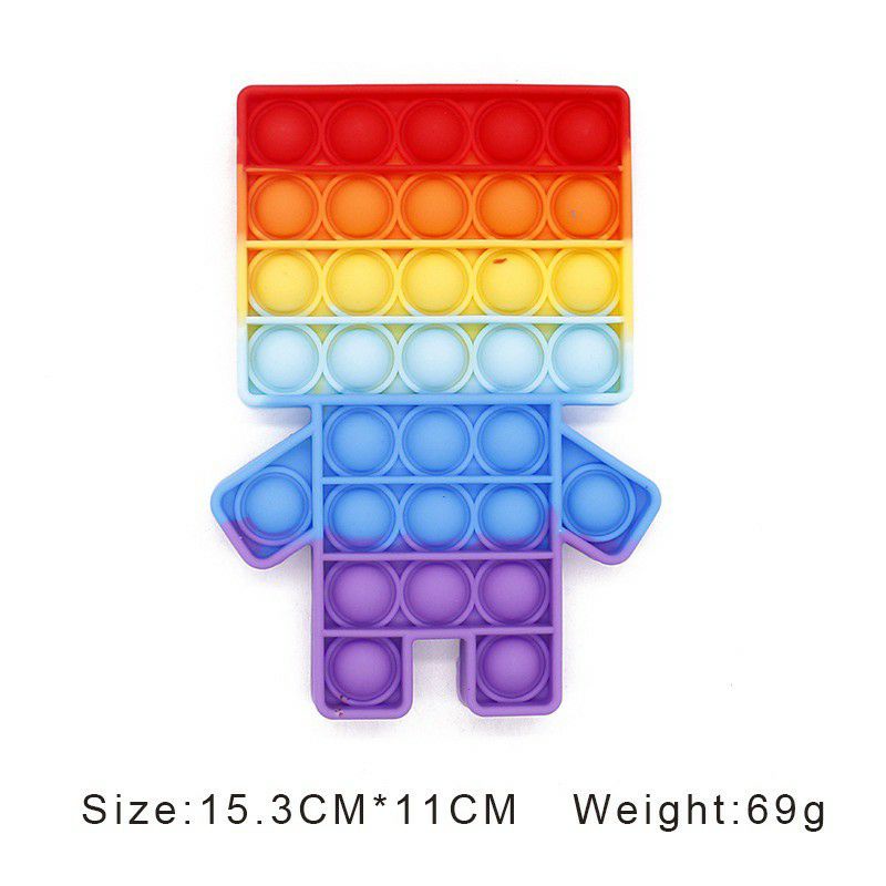 Mainan Anak Pop It Popit Pop Its Square rainbow multicolor Fidget Toy Push bubble